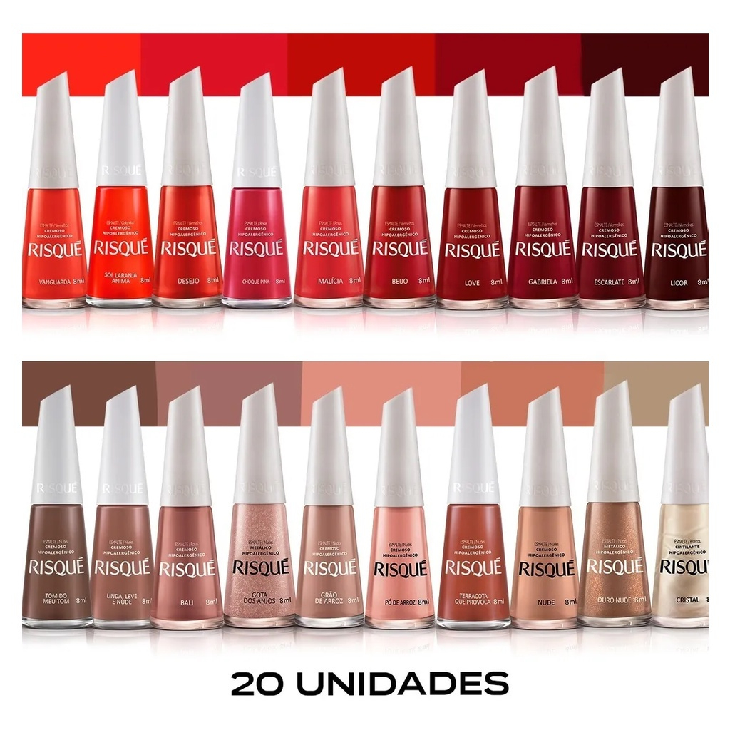 Kit 20 Esmaltes Risque Manicure 20 Cores