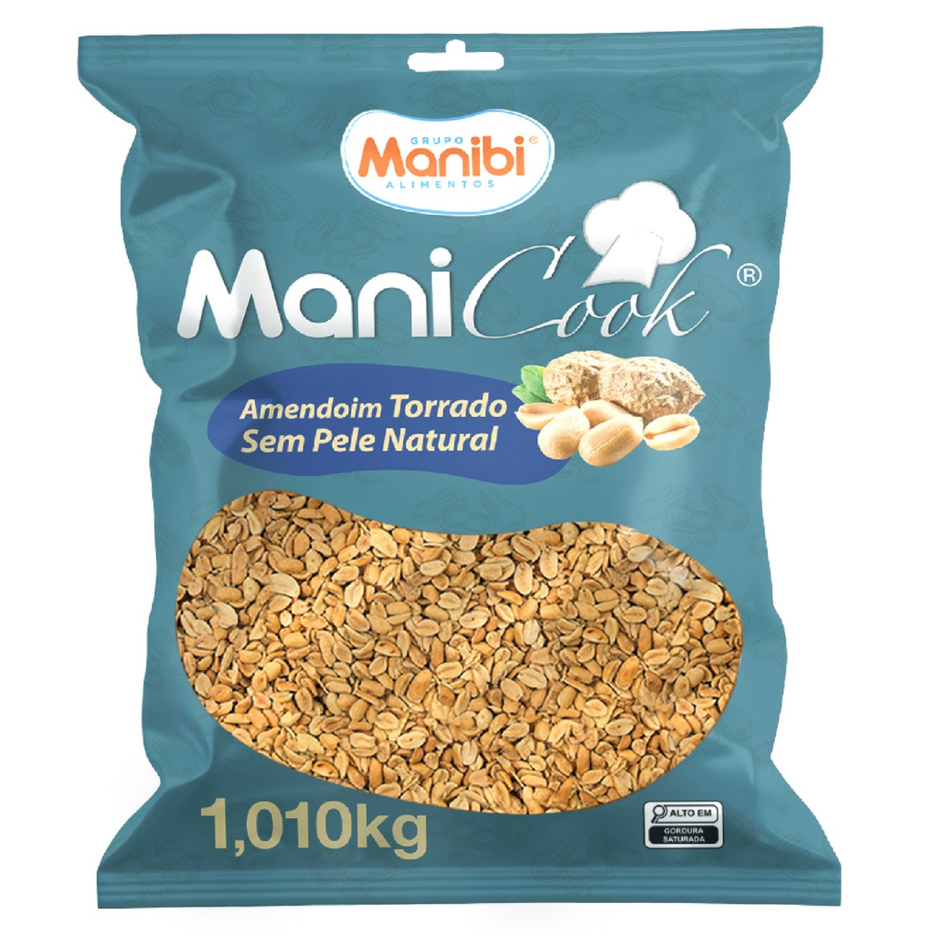 Amendoim Torrado Sem Pele Sem Sal Natural 1kg Manicook