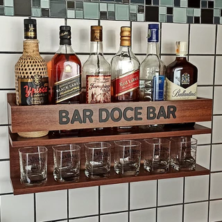 Barzinho de Parede Suspenso Amadeirado de MDF - Bar Doce Bar 60 x 26 - Imbuia - BP6026NI2A