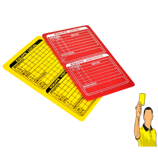 Toddmomy 1 Conjunto Árbitro Cartão Vermelho e Amarelo Kits De Árbitro Apito  De Metal Acessórios Para Jogos De Futebol Apitos De Futebol Ferramenta De  Arbitragem Placar De Futebol Xadrez Pvc