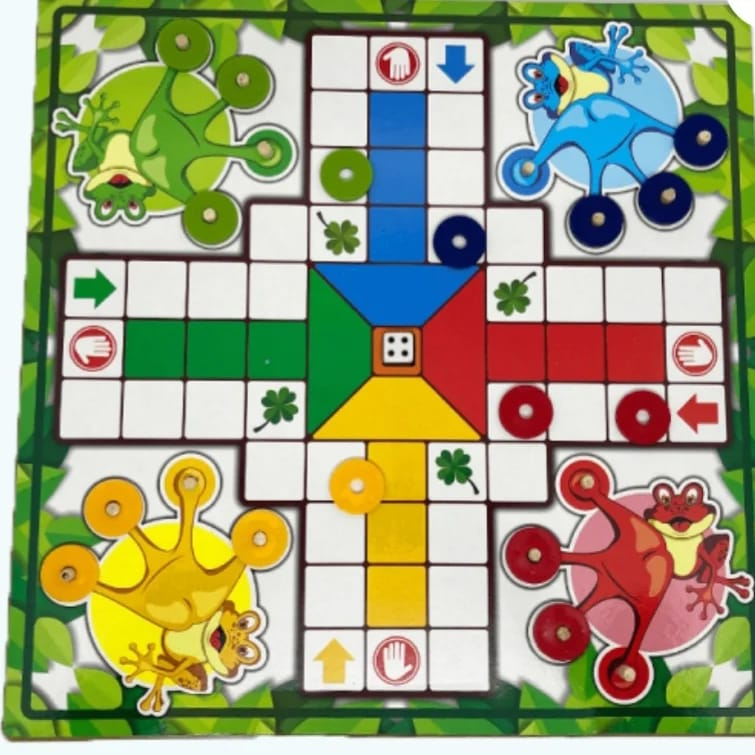 Jogo Ludo Tabuleiro Educativo Madeira Mdf Clássico Sapinhos - R$ 108,9