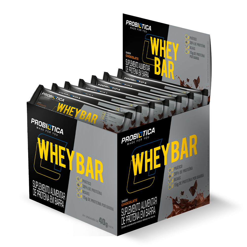 Barra de Proteína – Whey Bar Low Carb – Caixa com 24un – Probiotica – Vários Sabores