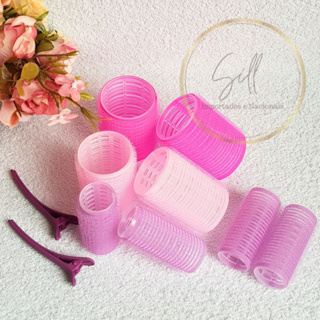 Kit 10 Peças - Bobs Velcro para cabelo e Penteado - 2 Grandes + 2 Médios + 4 Pequenos + 2 Grampos