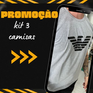 Kit com 3 Camisas de Malha Premium Camiseta Masculina Diversas Marcas Blusa Fio 30.1 de Algodão