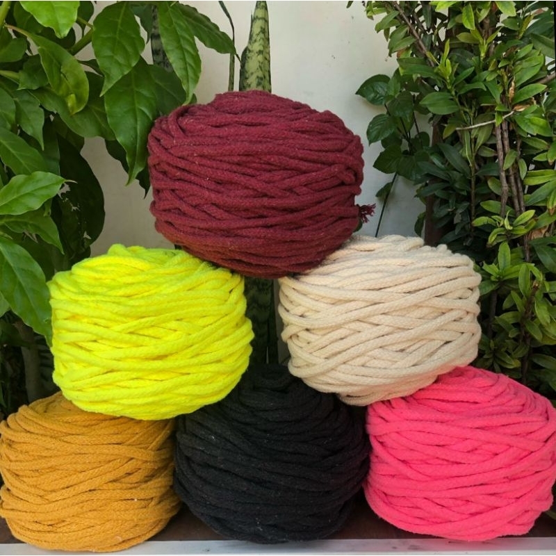 1kg Corda de cordão 8mm (sem alma), rende aprox 65 metros / cores variadas