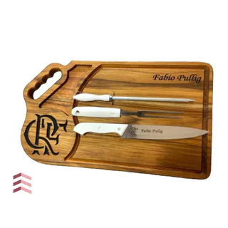 Kit Churrasco Flamengo Personalizado Time Tábua com Utensílios