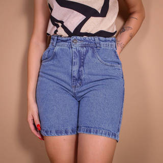 Short Feminino Cintura Alta Jeans E Sarja - Vários Modelos