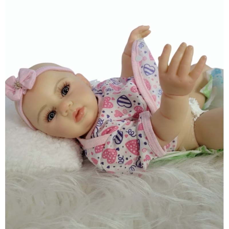 Boneca Bebê Reborn Abigail Corpo De Silicone Realista 48Cm na
