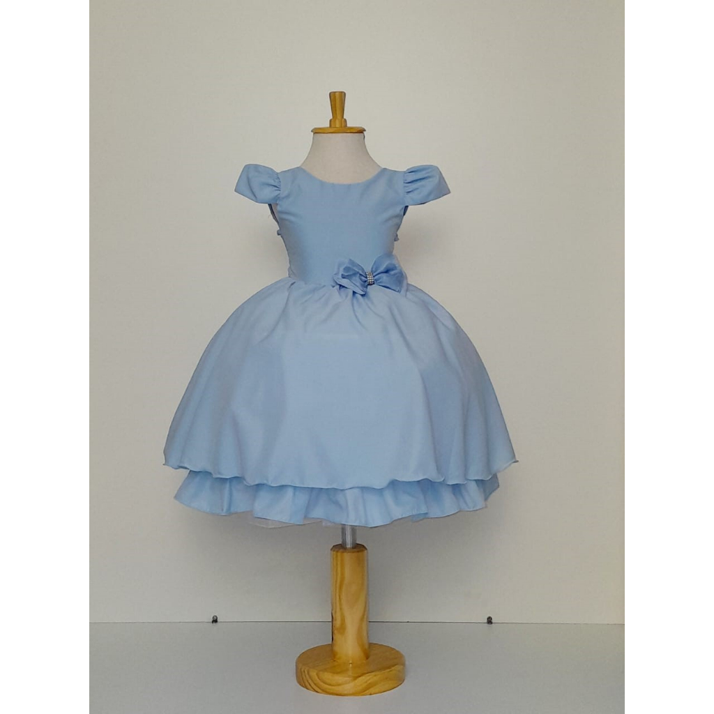 Vestido Daminha Laura - Azul Serenity Nina BaunilhaNina BaunilhaVestidos  EstampadosVestido Infantil Festa Dama De Honra Florista