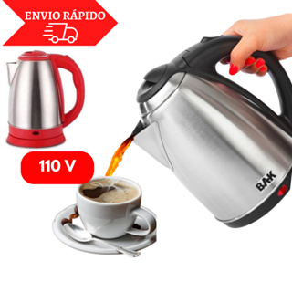 Cháleira Elétrica 1,8L Inox Elegante 110V Bule Elétrico Para Ferver Água Chá Café Leite Vermelha E Preta