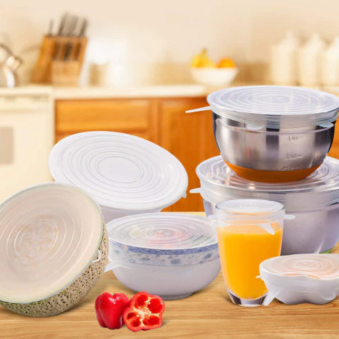 KIT 6 Tampas Panela Silicone Universal Reutilizável Elástica Tampas Silicone Cozinha