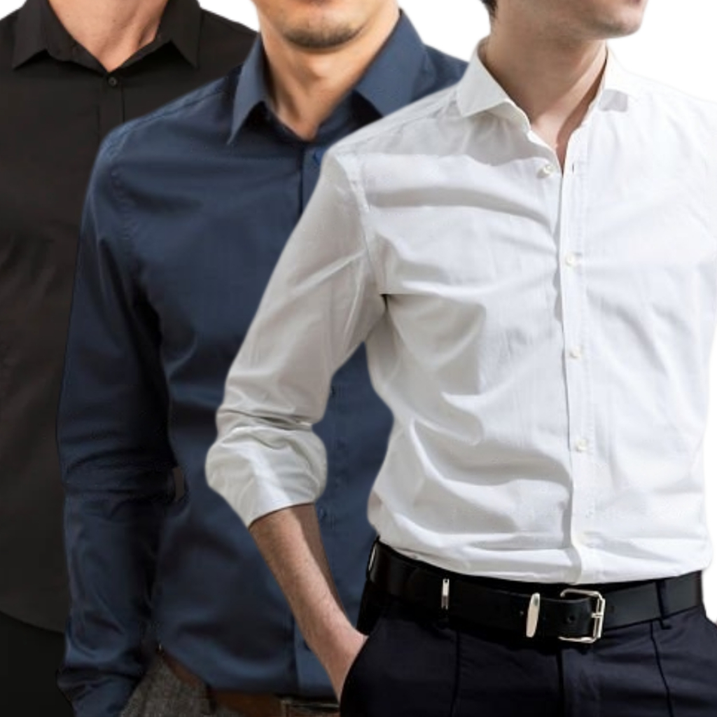 Kit 3 Camisa Social Manga Longa Slim Algodão