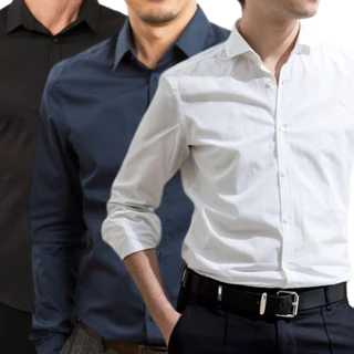 Kit 3 Camisa Social Manga Longa Slim Algodão