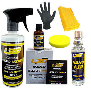 Cera Automotiva L3D Vitrificador Automotivo Aromatizante Premium Em Spray Flanela Aplicador