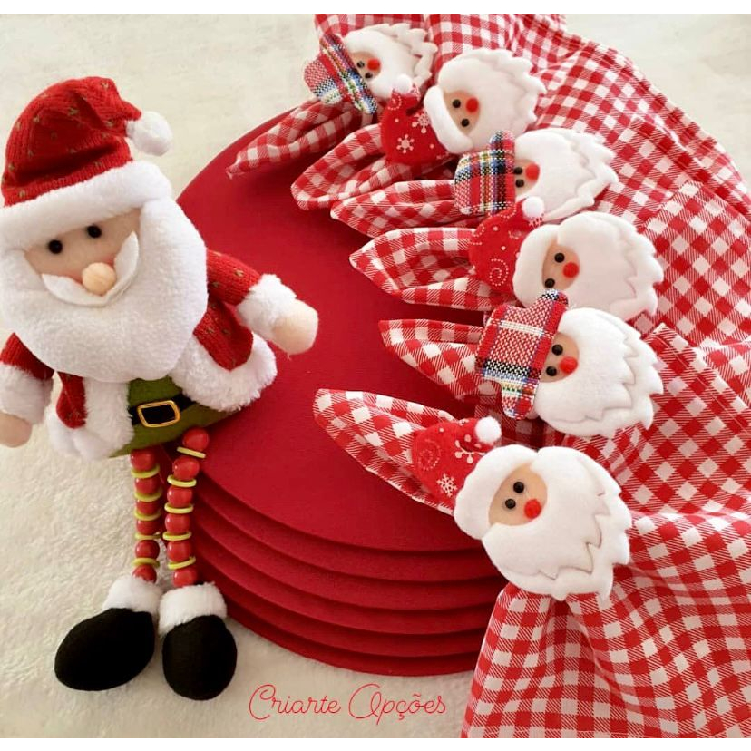 Kit Natal 04- 08 -12 Peças Jogo Americano Sousplat Redondo 35 cm Vermelho Mesa Posta Decoração Jantar Oferta PRONTA ENTREGA