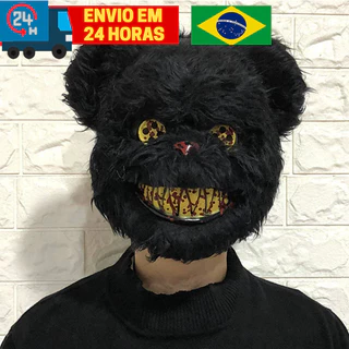 Máscara de Halloween Assustadora Urso Preto Terror Fantasias e Cosplay