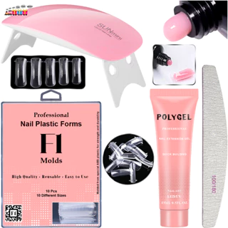 Kit Alongamento Poligel Polygel + Molde F1 + Lixa + Mini Cabine De Unha