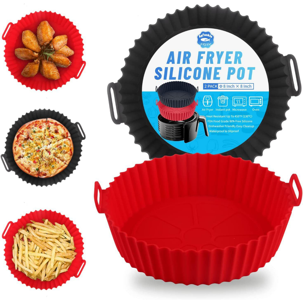 Forma De Silicone Para Air Fryer Forno Microondas Fritadeira Assadeira Reutilizável Antiaderente Flexível