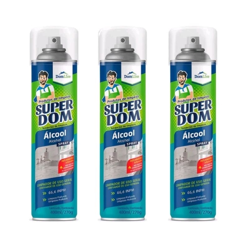 Kit 03 Álcool Spray Super Dom 400ml