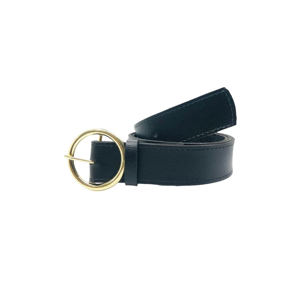 Cinto Feminino Preto Largo Fivela Redonda Dourada - Lia | Shopee Brasil