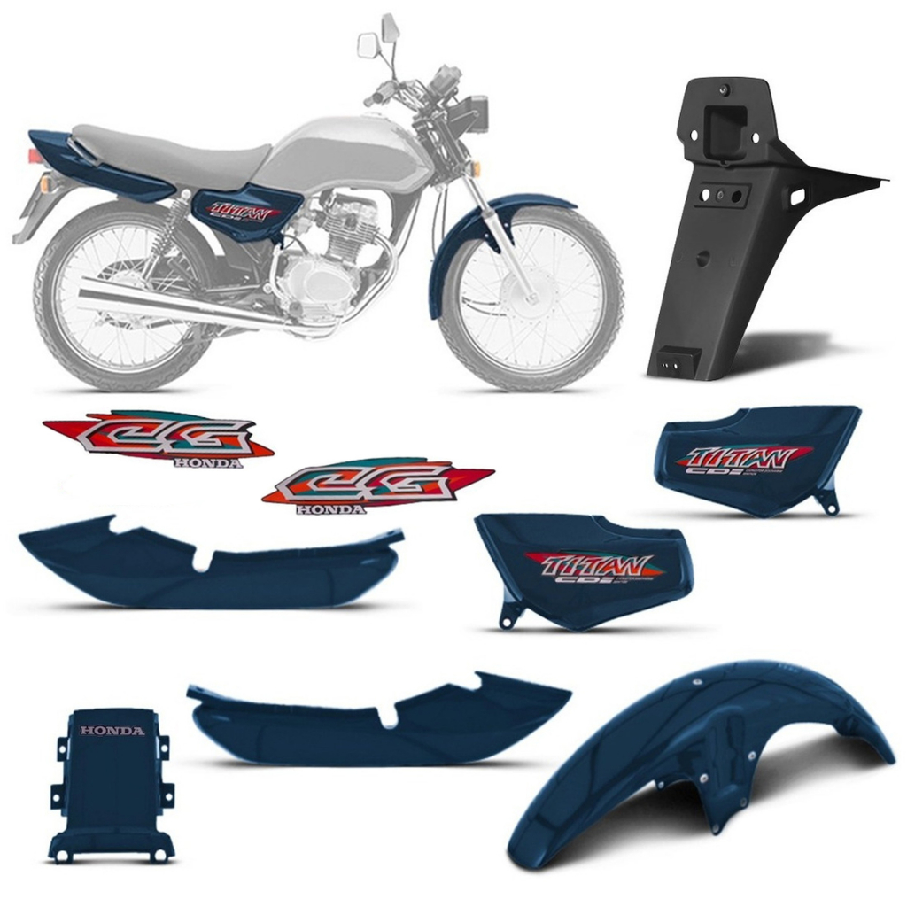 Kit Carenagem Rabeta Cg 125 Titan 99 Azul Metalico