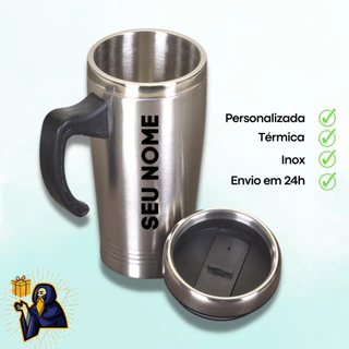 Caneca térmica inox 450ml personalizada - Nome, time, logo, desenho
