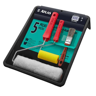 Kit Pintura Atlas 5 Peças Trincha Rolo Bandeja Ref 1002