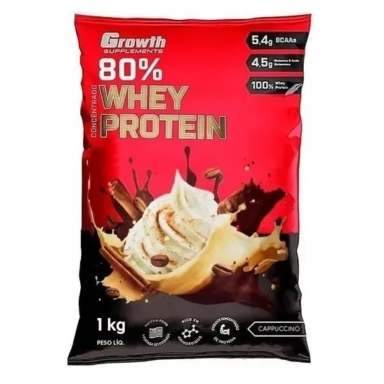 Whey Protein Concentrado 1kg Sabor Capuccino Growth Supplements