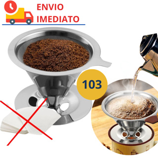 Coador Filtro de Café Reutilizável em Inox Não Usa Filtro de Papel Tamanho 103