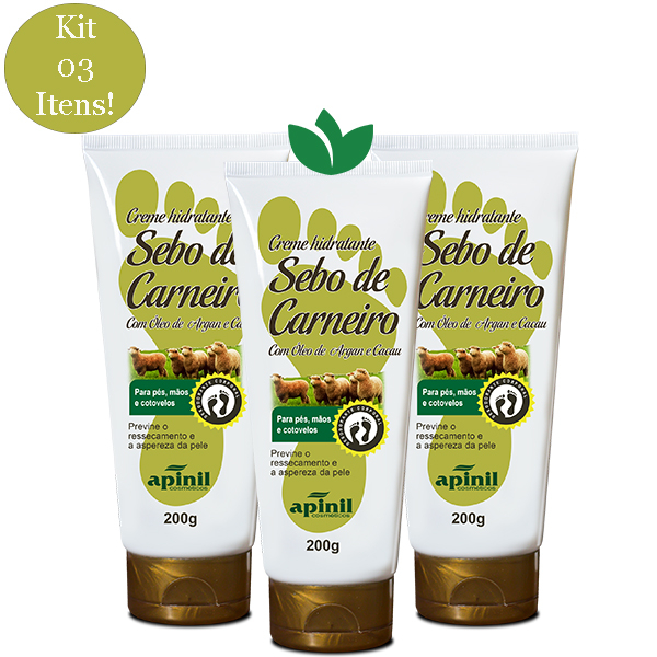 Kit Com 3 Unidades Creme Hidratante Sebo De Carneiro Com Óleo De Argan ...