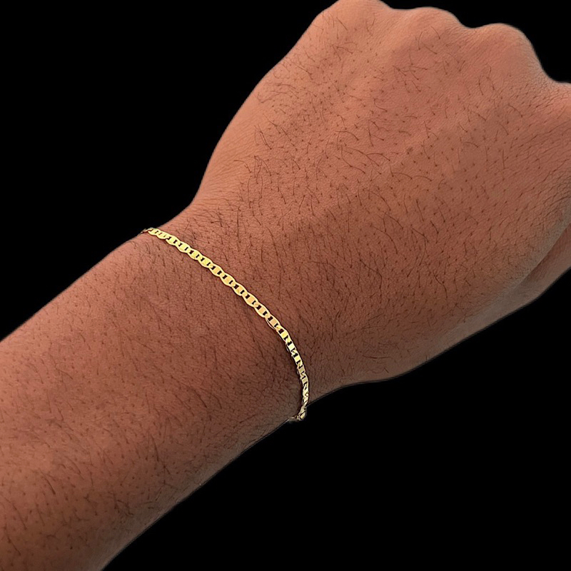 Pulseira Masculina 18cm Piastrini 2mm Banhado A Ouro 18k