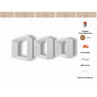 Kit 3 Nichos Quadrados de Parede Decoração