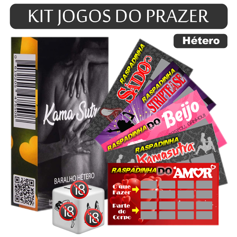 KIT Jogos do Prazer - Baralho + Dado + Raspadinhas