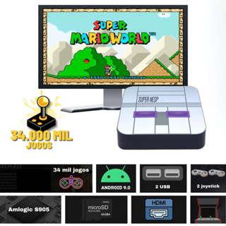Video Game Retro Super Nintendo Com 34.000 mil Jogos + 2 Controles 64GB