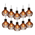 Kit 10 Pendentes Lustres Rustico Para Sala E Área Gourmet MDF Vazado Marrom