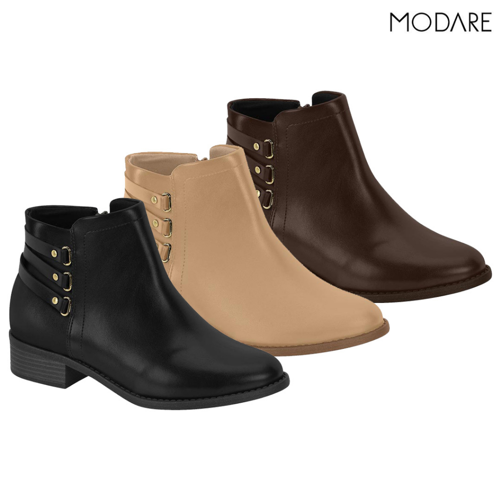 Bota Feminina Salto Baixo Modare Casual Cano Curto UltraConforto com ...