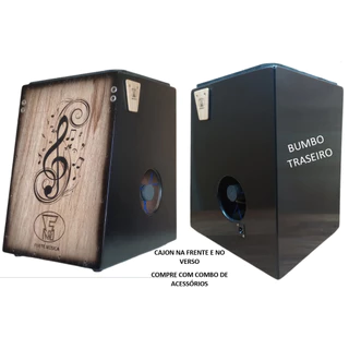 Cajon 2 Bumbos Eletro Acústico - Forte Musica - CDS-E