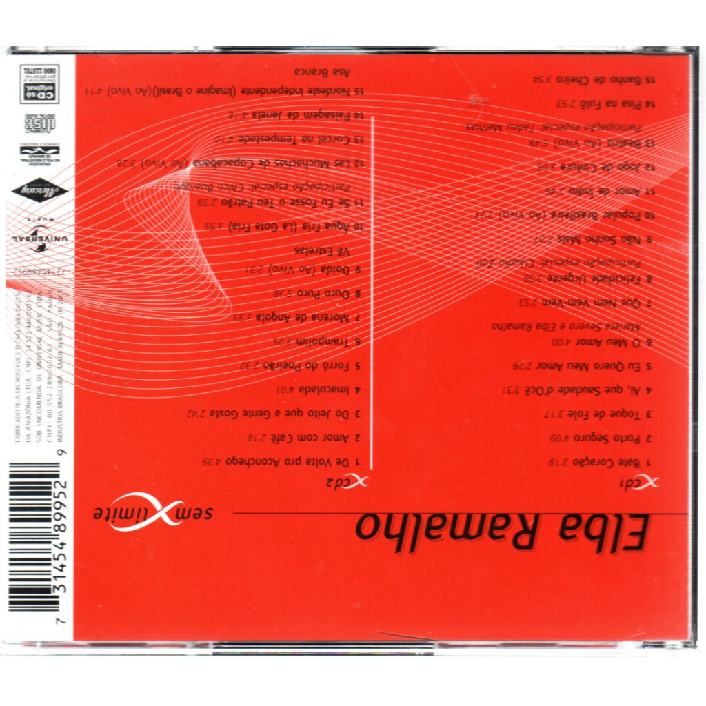 CD ELBA RAMALHO - SEM LIMITES ( DUPLO ) UNIVERSAL 2001 | Shopee Brasil