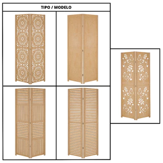 2 Biombo Sanfonado Repartido Divisor De Ambiente Folha Madeira Mdf Painel Separador Divisória Vazado Liso Fechado Horizontal Vertical Floral Mandala