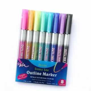 Kit de 8/6/4peças Caneta Outline Marker Metálica Linha Dupla Arte Caneta Contorno para Álbum Scrapbook