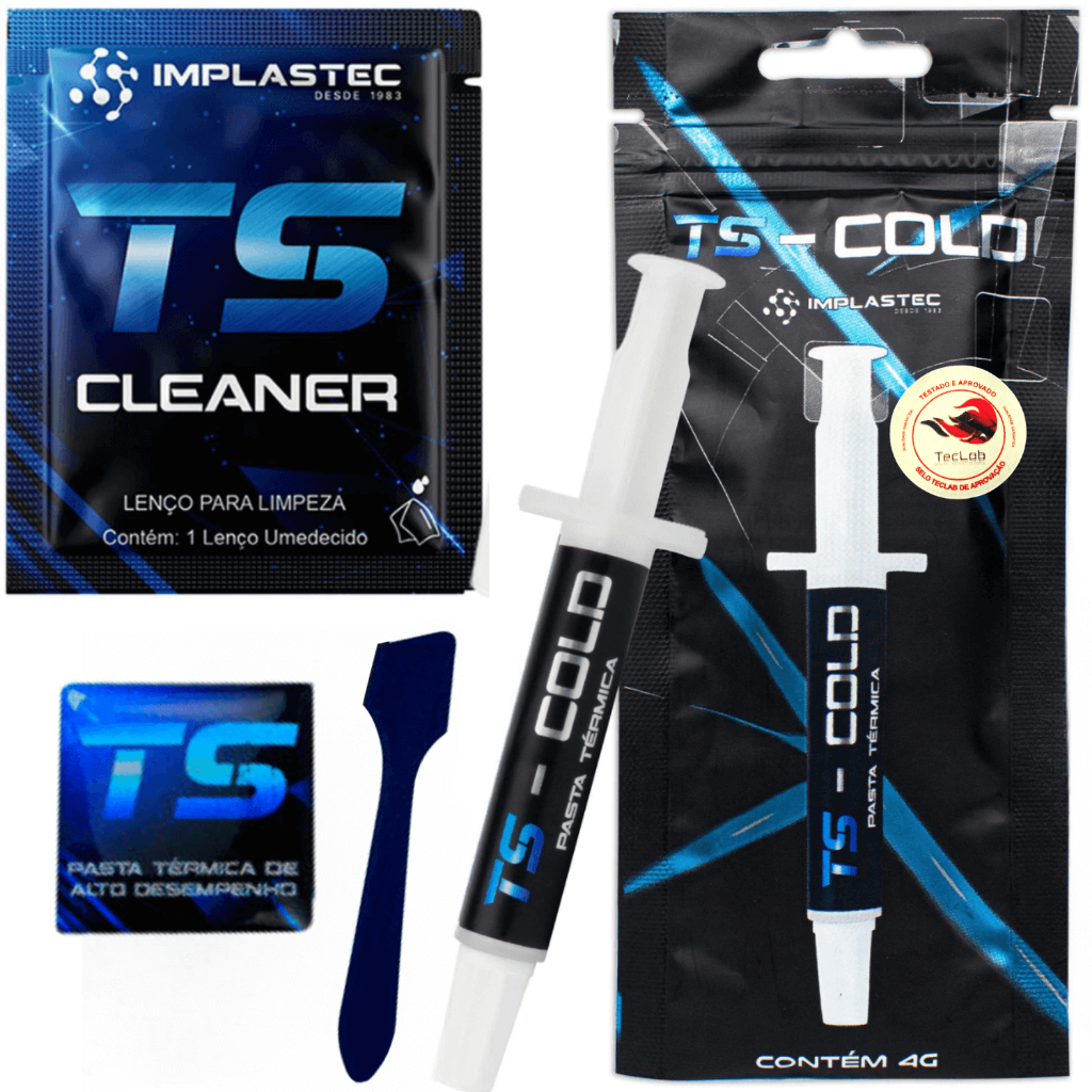 Pasta Térmica Implastec Ts Cold 4g, Espátula + Sachê Cleaner