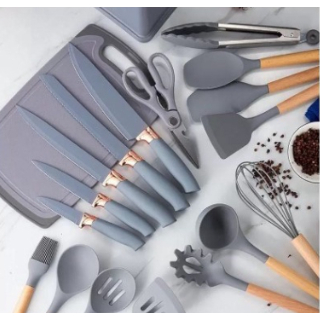 Kit 19 Peças - Jogo de Utensílios de Cozinha em Silicone Completo - Antiaderente e Resistente ao calor