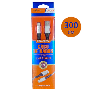 Cabo Usb Tipo C Carregador E Transmissor De Dados Inova 3Metros