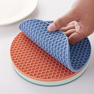 Rodada Resistente Ao Calor Silicone Mat Drink Cup Coasters Isolamento Não Slip Pot Holder Engrossar Tabela Placemat Cozinha