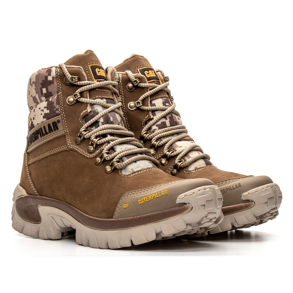 Bota Caterpillar de Couro Coturno Masculino Ref. 2190 Cor Brown