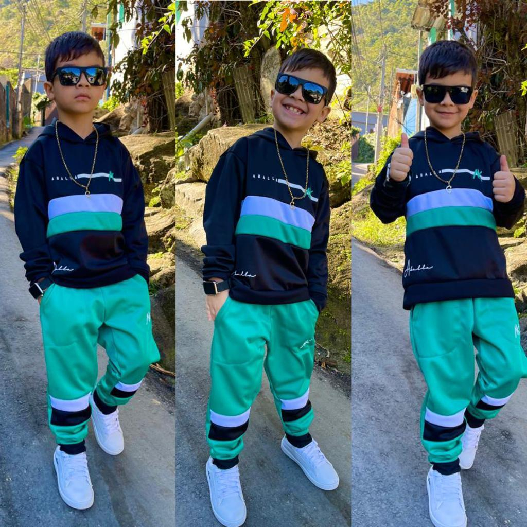 Conjunto Abrigo de Frio Masculino Infantil Inverno Juvenil Calça Casaco  Moletom