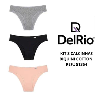 Kit 3 calcinhas biquini cotton DelRio 51364 algodão
