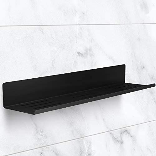 Prateleira Decorativa de Parede em Chapa Metálica Preta 40cm