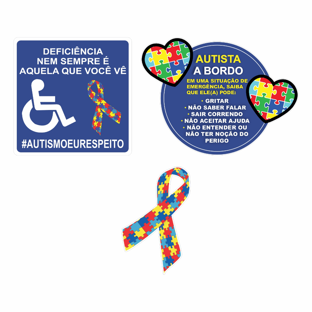 Adesivo Decorativo Símbolo Autismo Autista a Bordo Eu Respeito | Shopee ...