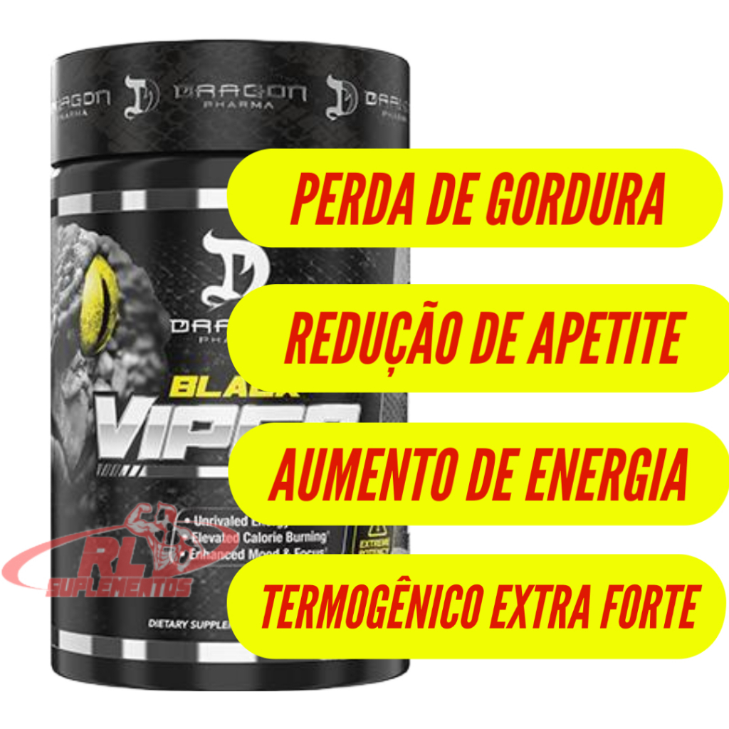 SUPLEMENTO TERMOGÊNICO EMAGRECEDOR BLACK VIPER 90 CÁPSULAS DRAGON PHARMA
